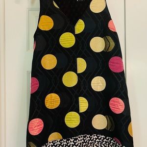 Mauve Black tie, multi fabric dress from Anthropologie.